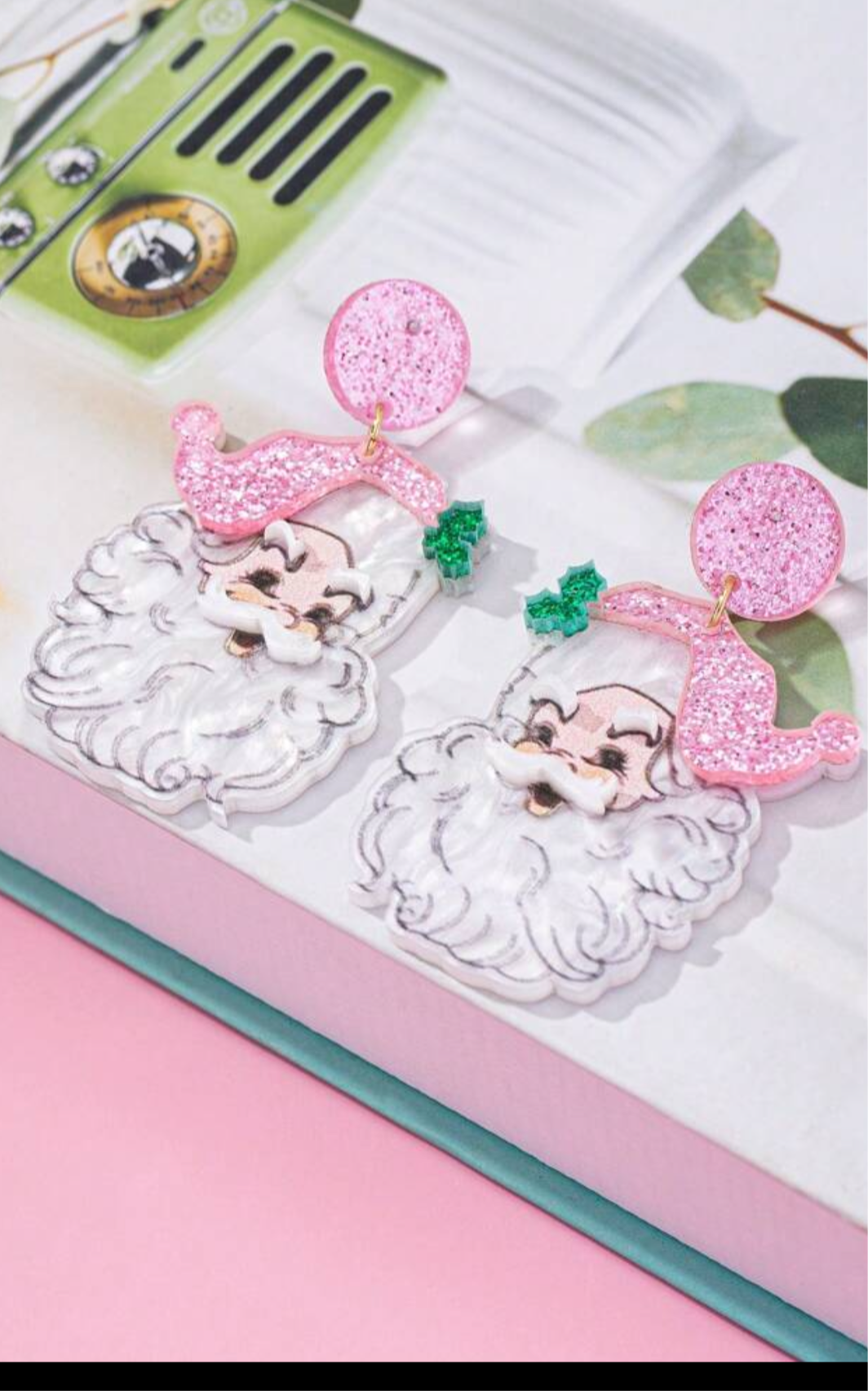 Pink Santa Earrings