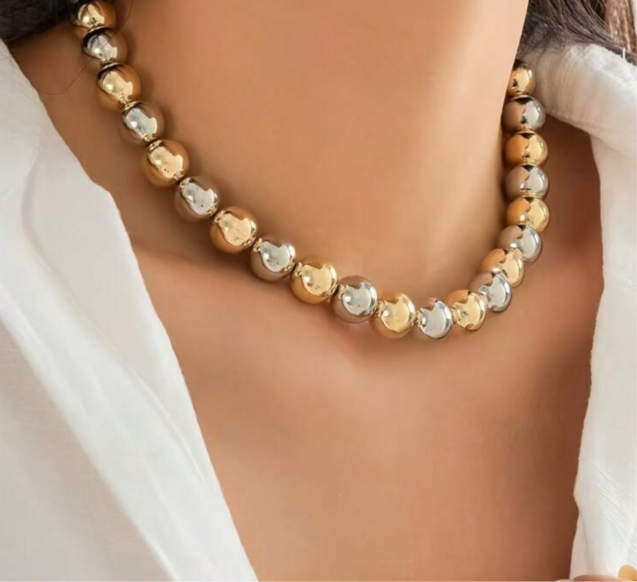 Silver & Gold Beaded Necklace