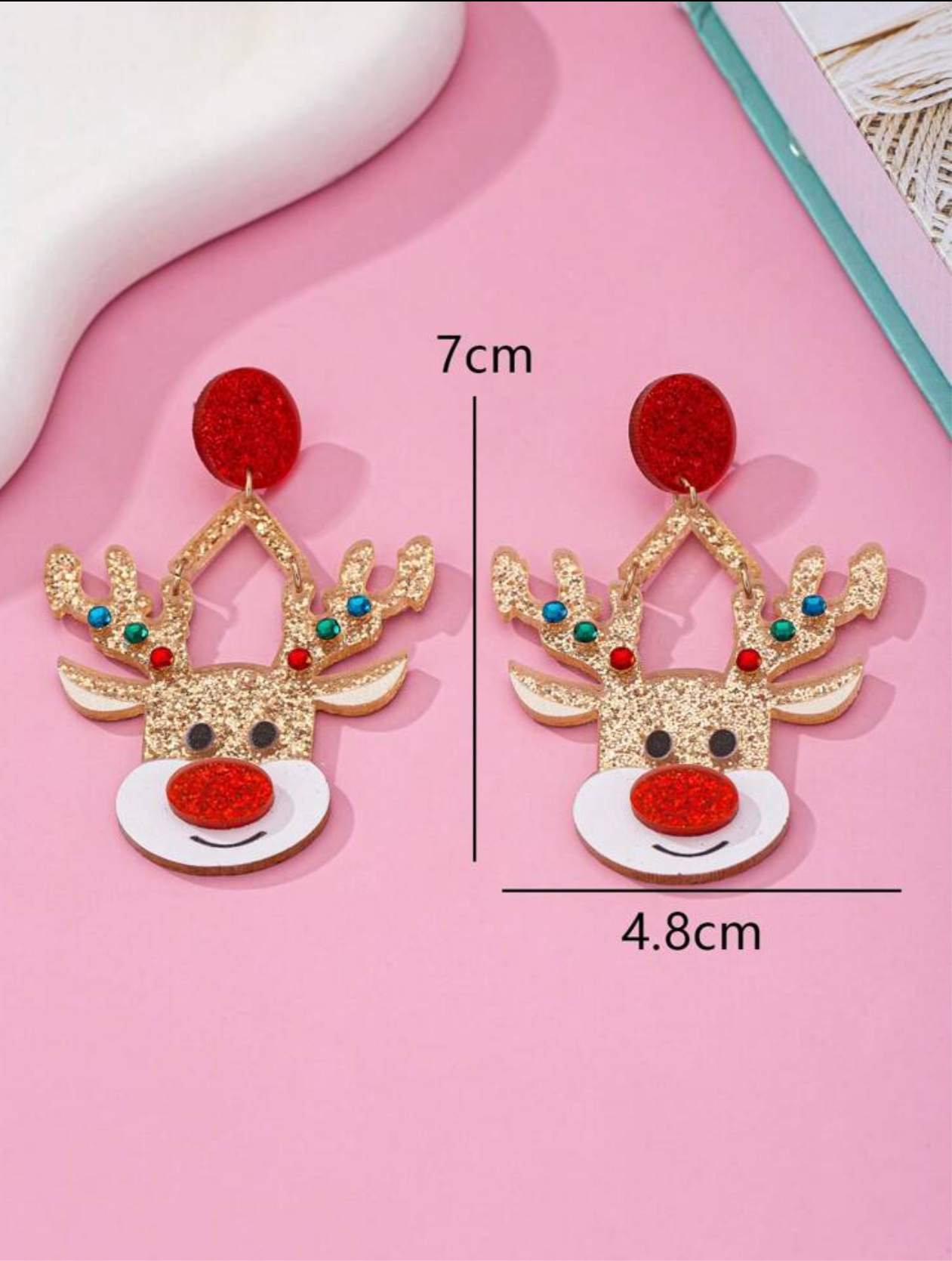 Reindeer Sparkle Earrings - Large