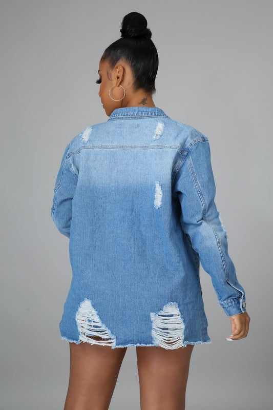 Raw Around The Edges Denim Shacket