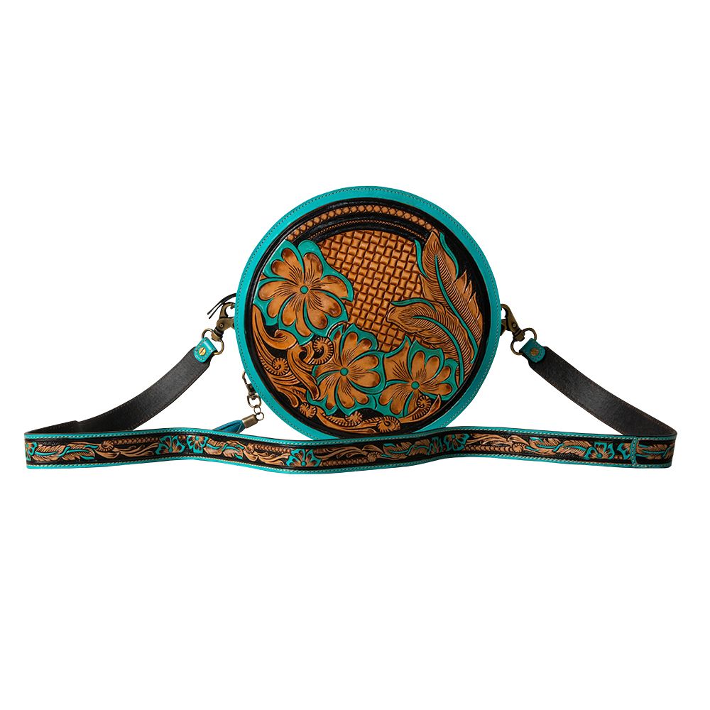 MYRA PRICELESS LOVE HAND-TOOLED ROUND BAG