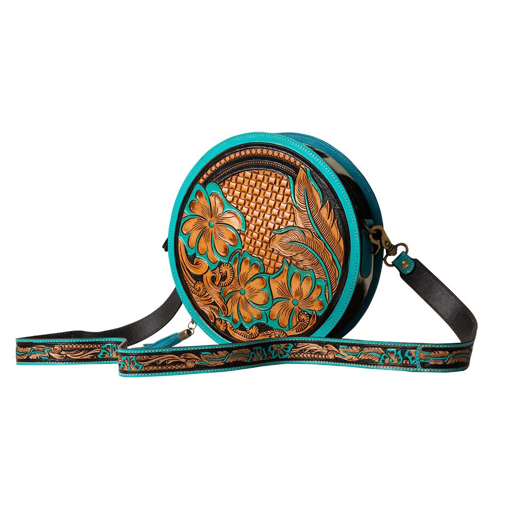 MYRA PRICELESS LOVE HAND-TOOLED ROUND BAG