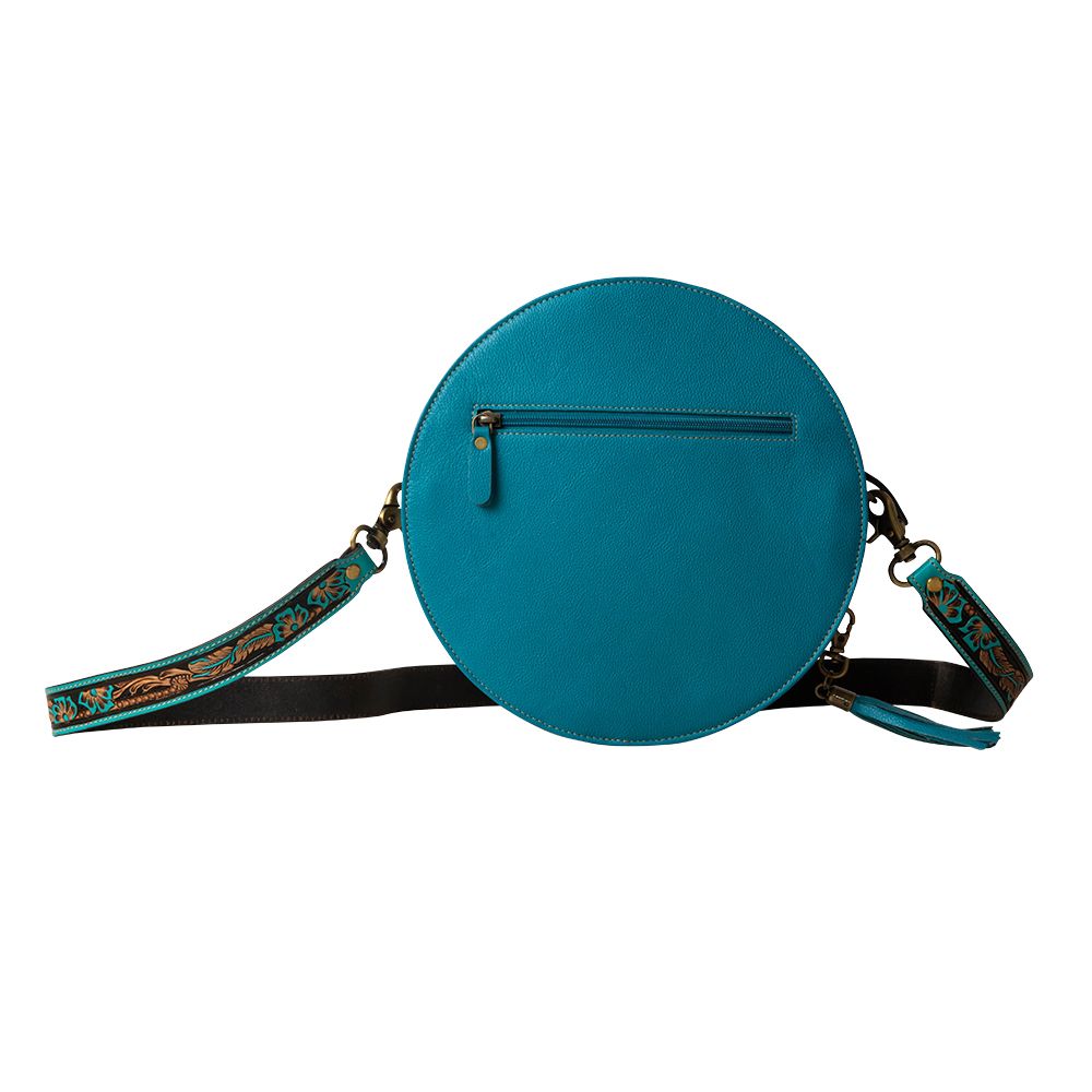MYRA PRICELESS LOVE HAND-TOOLED ROUND BAG