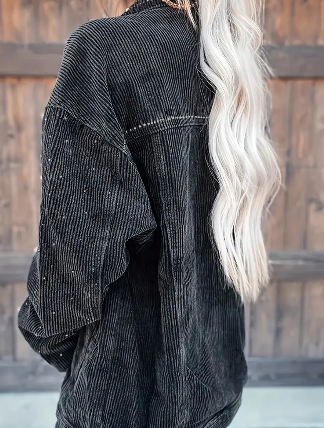 Bling and Black Soft Ribbed Shacket