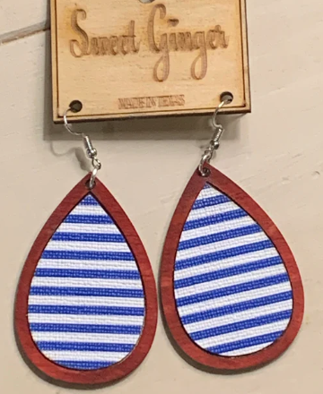 Sweet Ginger Blue Stripes Earrings