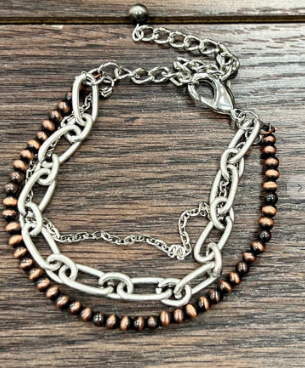 Multi Strand Navajo Pearl Chain Bracelet
