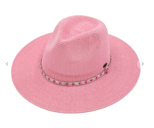 CC Panama Hat with Rhinestone Band