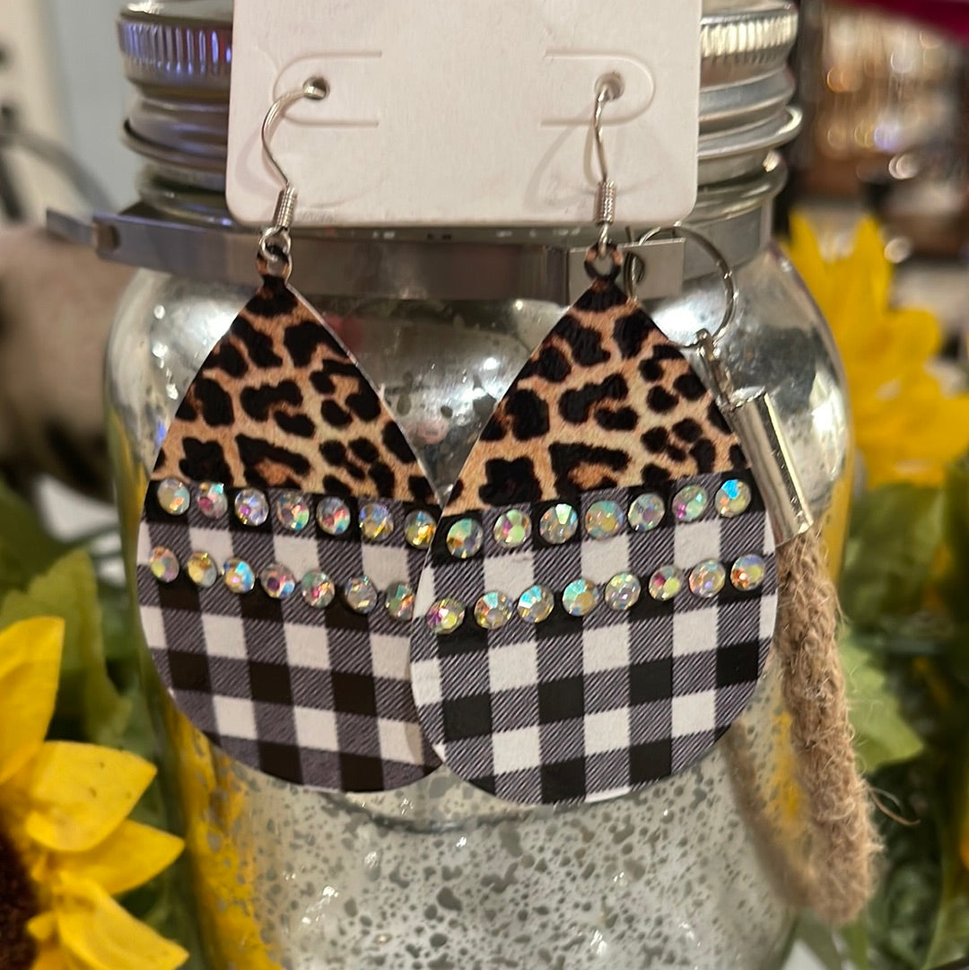 Leopard and Plaid Earrings