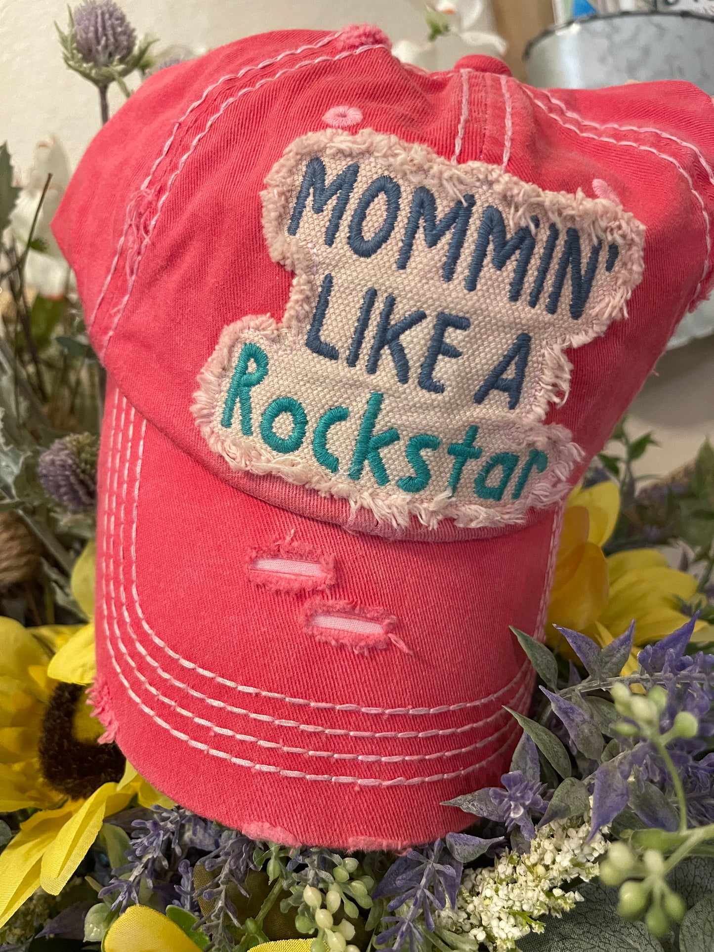 Distresssed “Mommin” Like A Rockstar Cap