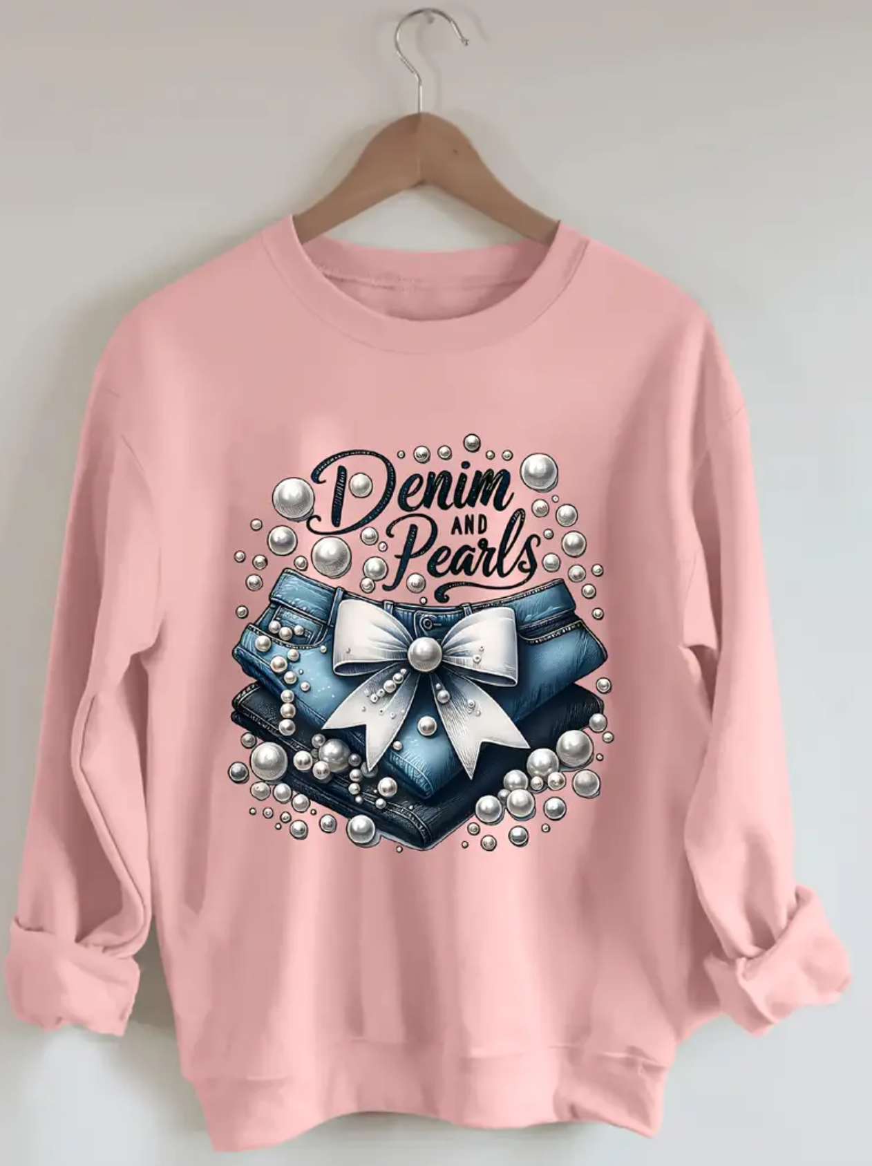 Denim & Pearls Sweatshirt