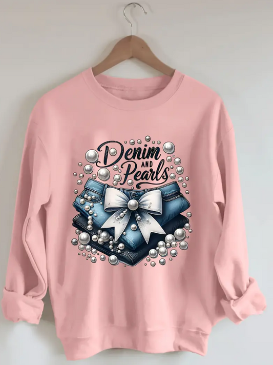 Denim & Pearls Sweatshirt