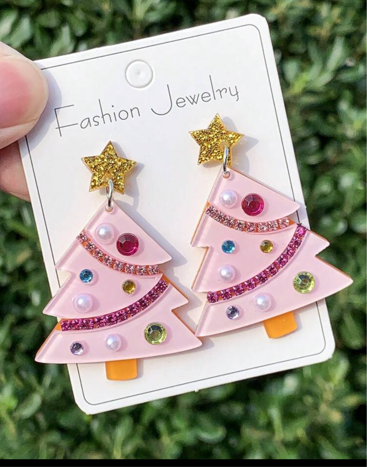 Pink Dreams Christmas Tree Earrings
