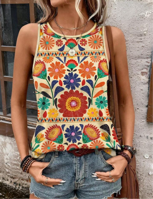 Multi Colored Floral Tank