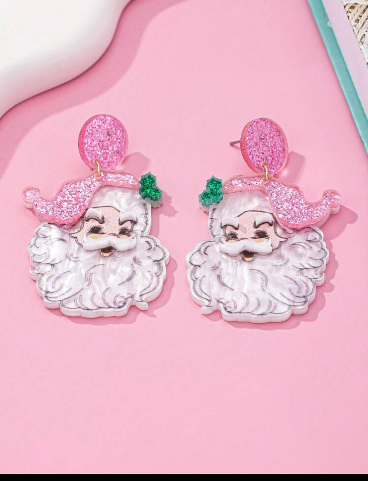 Pink Santa Earrings