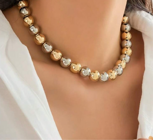Silver & Gold Beaded Necklace