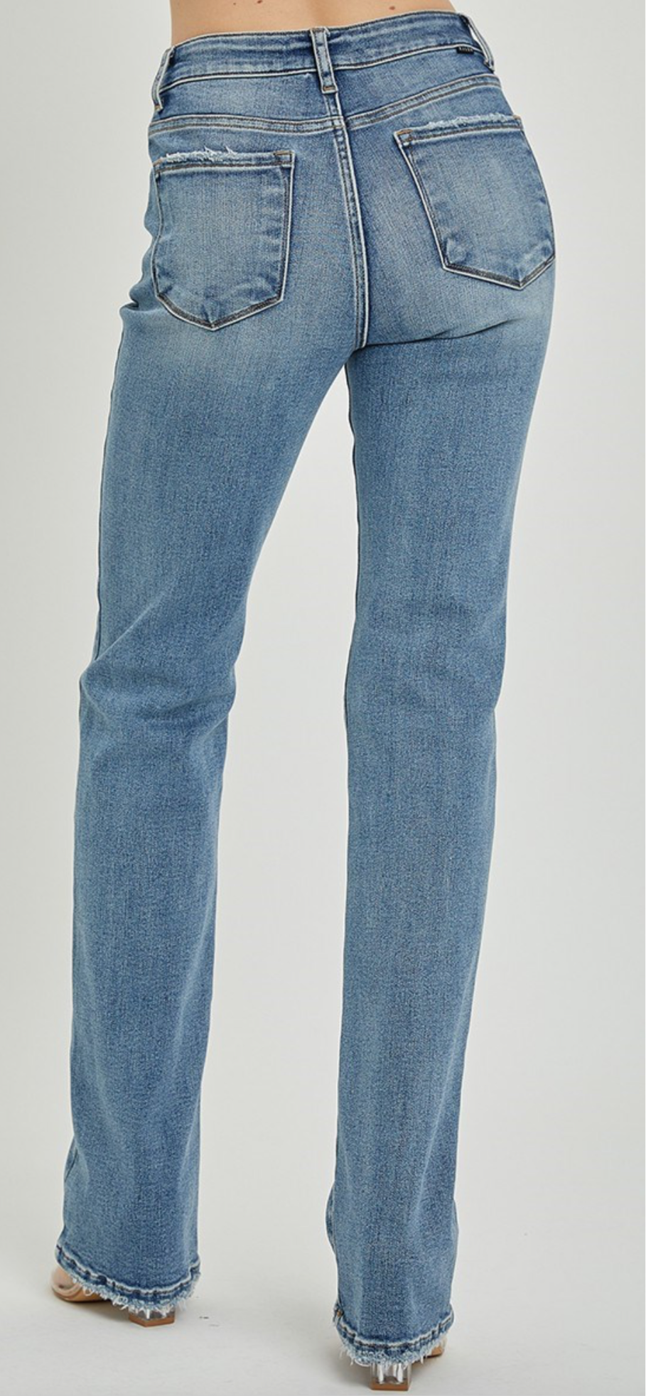 Risen Mid Rise Straight Talk Jeans
