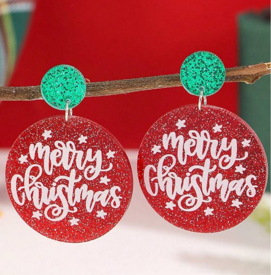 Merry Christmas Ball Earrings