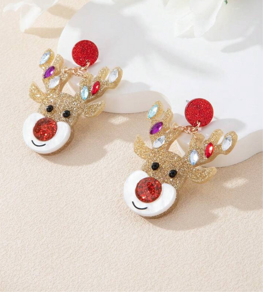 Reindeer Sparkle Earrings - Small