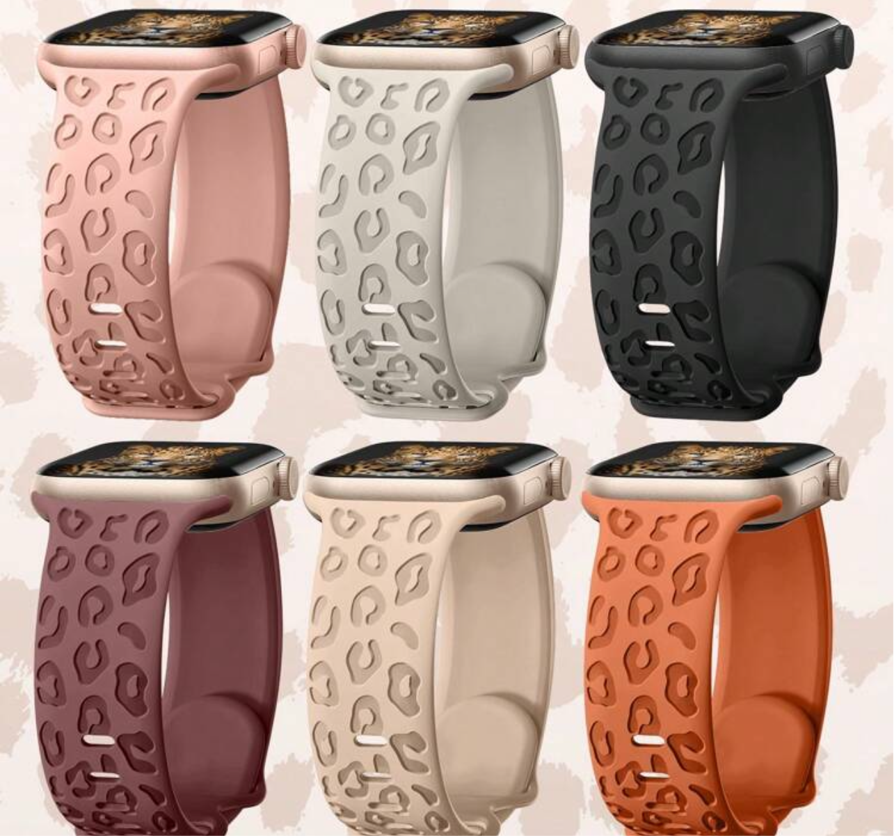 Leopard Engraved Apple Watch Band 38mm, 40mm, 41mm