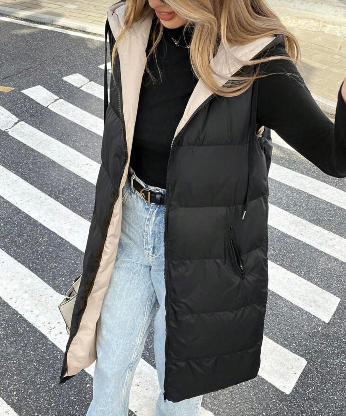 Contrast Color Hooded Vest