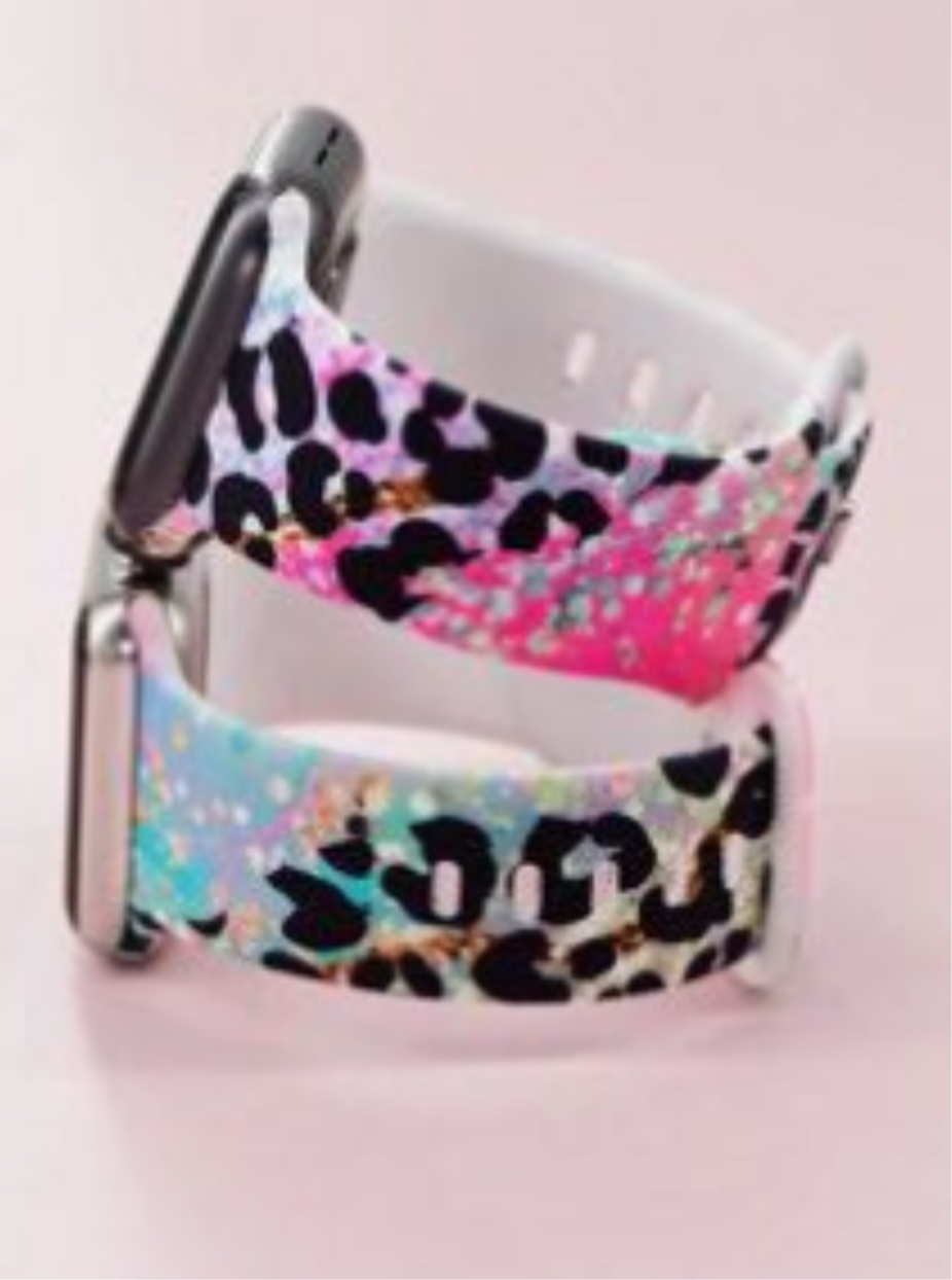 Teal and Pink Leopard Apple Watch Band