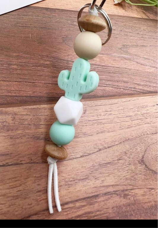 Cactus Beaded Keychain