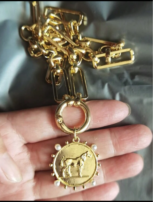 Horse Medallion Pendant Necklace
