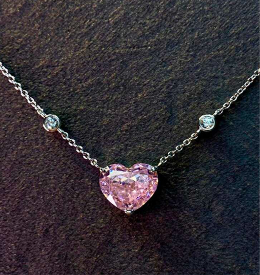 Pink Ice Heart Necklace