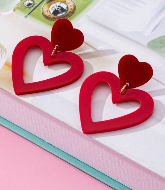 Red Hot Heart Earrings