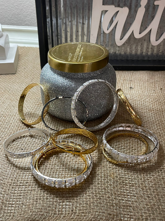 Simple Style Engraved Cuff Bracelets