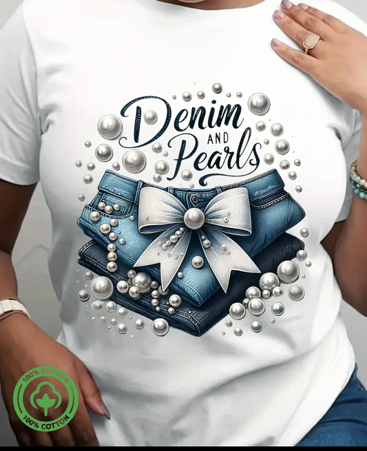 Denim & Pearls Tshirt