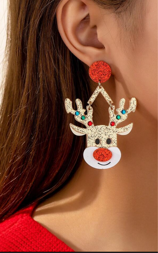 Reindeer Sparkle Earrings - Large