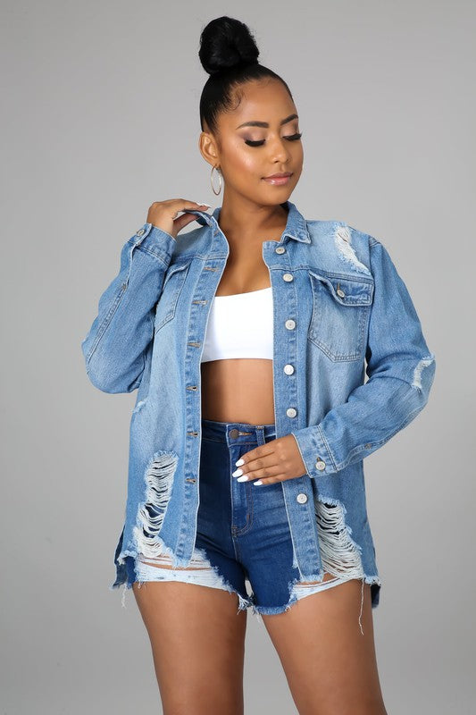 Raw Around The Edges Denim Shacket