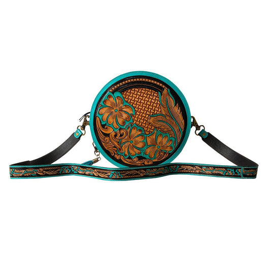 MYRA PRICELESS LOVE HAND-TOOLED ROUND BAG