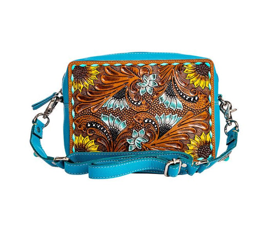 MYRA BLOOMS ON THE TRAIL HAND-TOOLED BAG