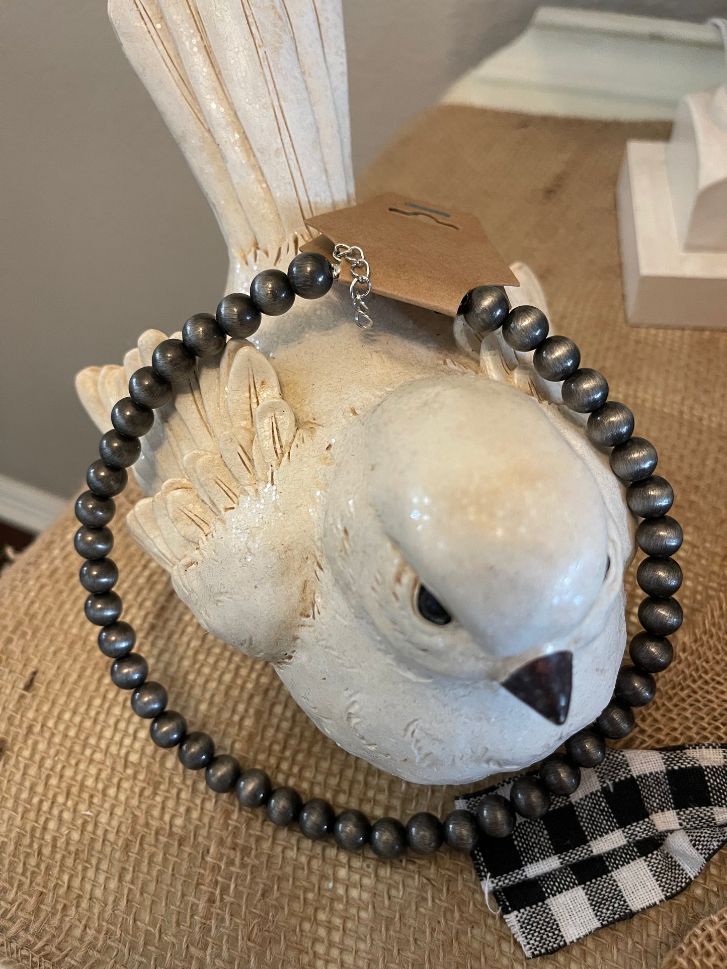 Faux Navajo Pearl Necklace- XL Bead