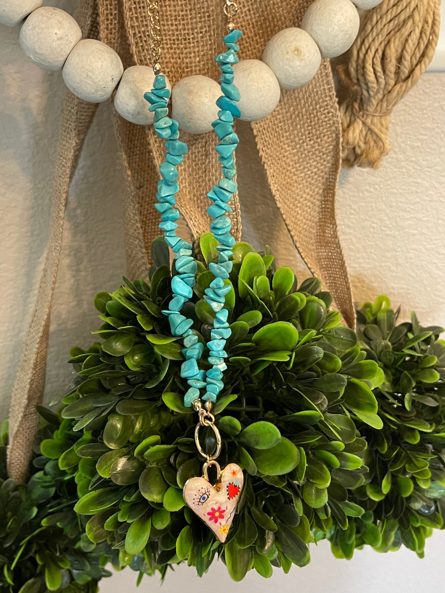 Turquoise & Pearl Essence Heart Necklace