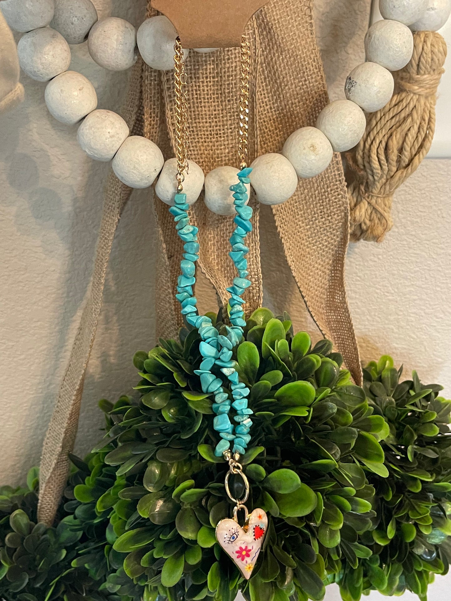 Turquoise & Pearl Essence Heart Necklace
