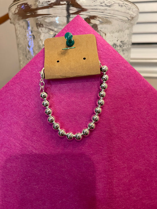 Sterling Silver Bead Bracelet- 7.5”