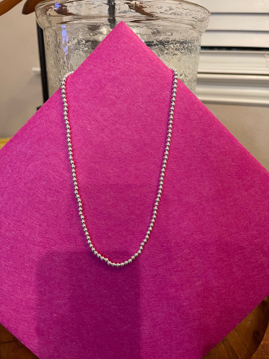 Sterling Silver Bead Necklace - 4MM