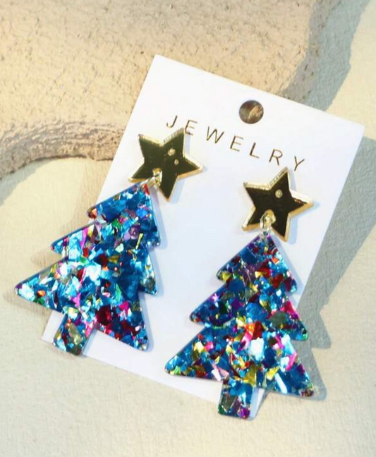 Blue Splendor Christmas Earrings