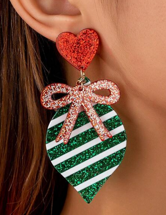 Ribbons and Bow Christmas Earrings