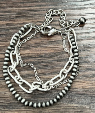 Multi Strand Navajo Pearl Chain Bracelet