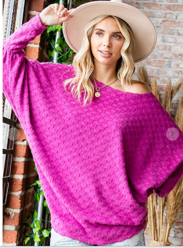 Checkered Dolman Sleeve Top
