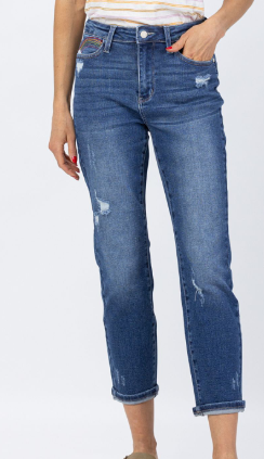 Judy Blue Distressed Rainbow Pocket Jeans