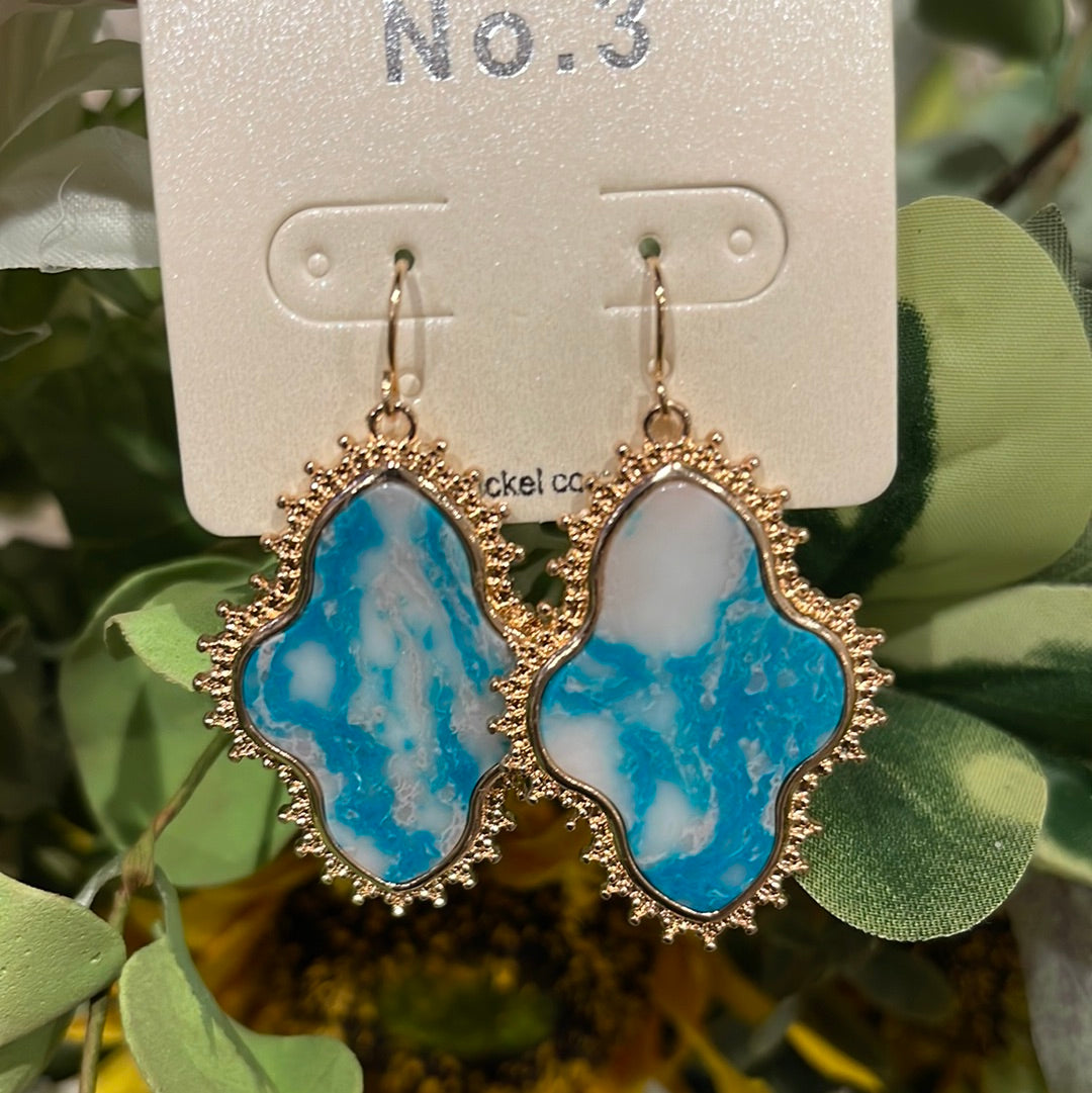 Tamara Teal Marbled Earrings