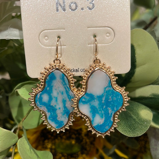 Tamara Teal Marbled Earrings