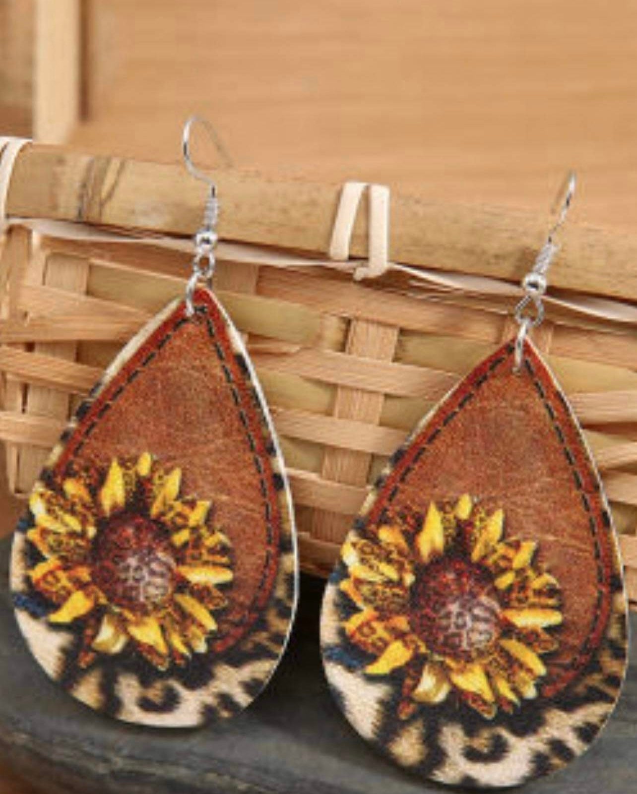 Sunflower & Leopard Earrings