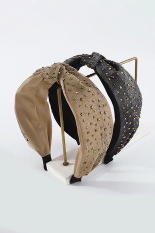 Fabric and Bronze Metal Jewel Headband