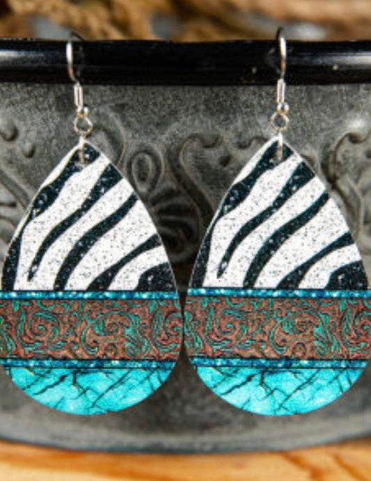 Zebra & Turquoise Earrings
